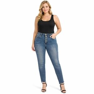Sam Edelman The Stiletto High Rise Skinny Ankle Jeans Blue Button Fly Size 29